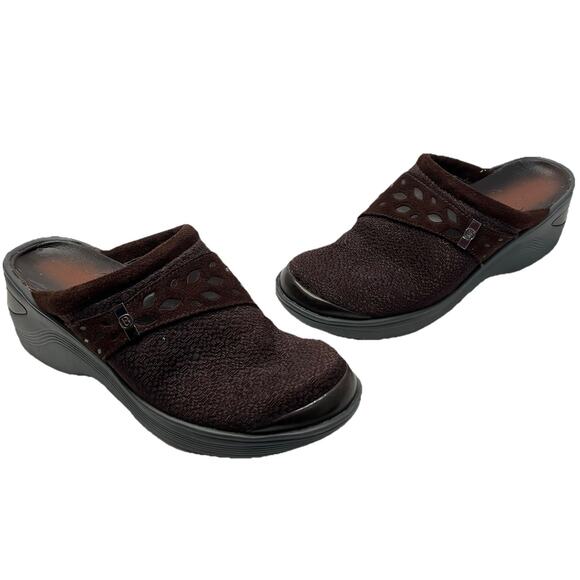 Bzees Womens Dolce Comfort Clogs Mules Brown Fabric Slip On Shoes Size 6 M Logo - Picture 1 of 12
